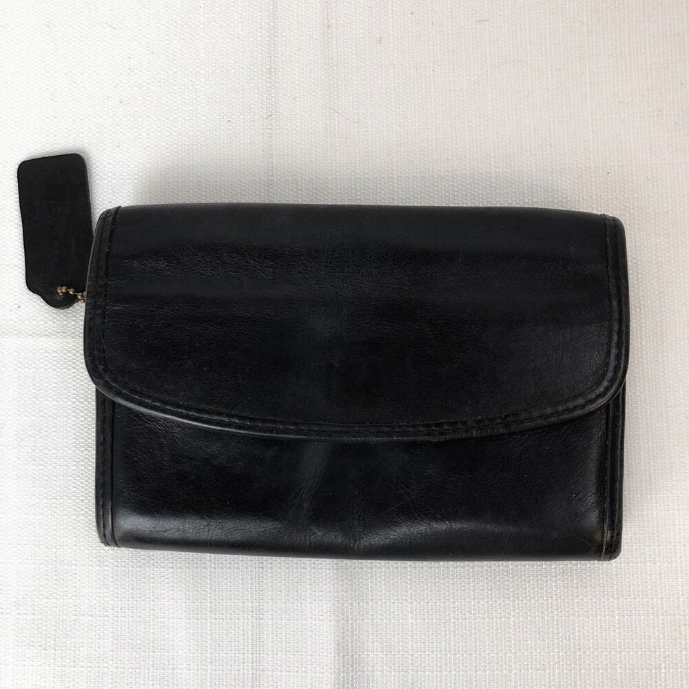 Vintage Coach Black Envelope Swing Bag Leather Crossbody Bag Wallet 4873